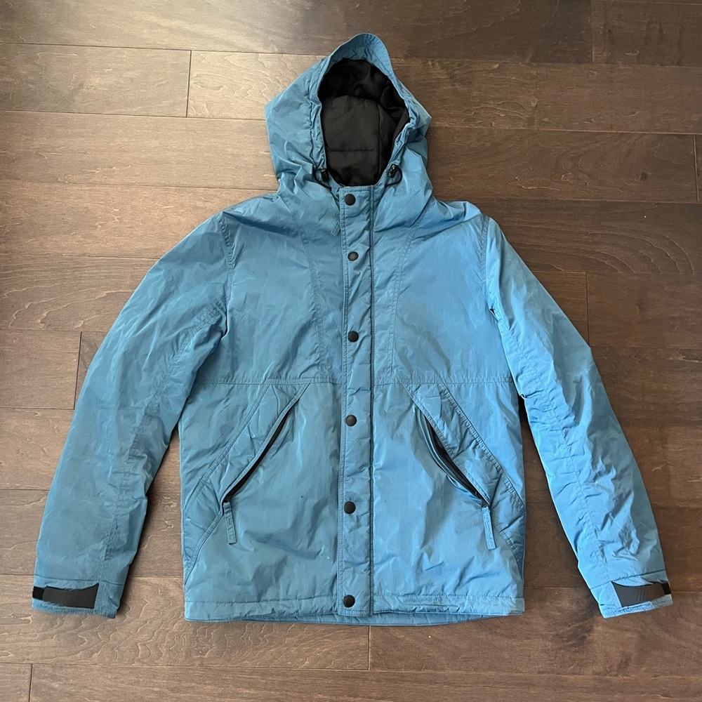 Men's Performance Outerwear Jacket MEDIUM Hood Blue #029346